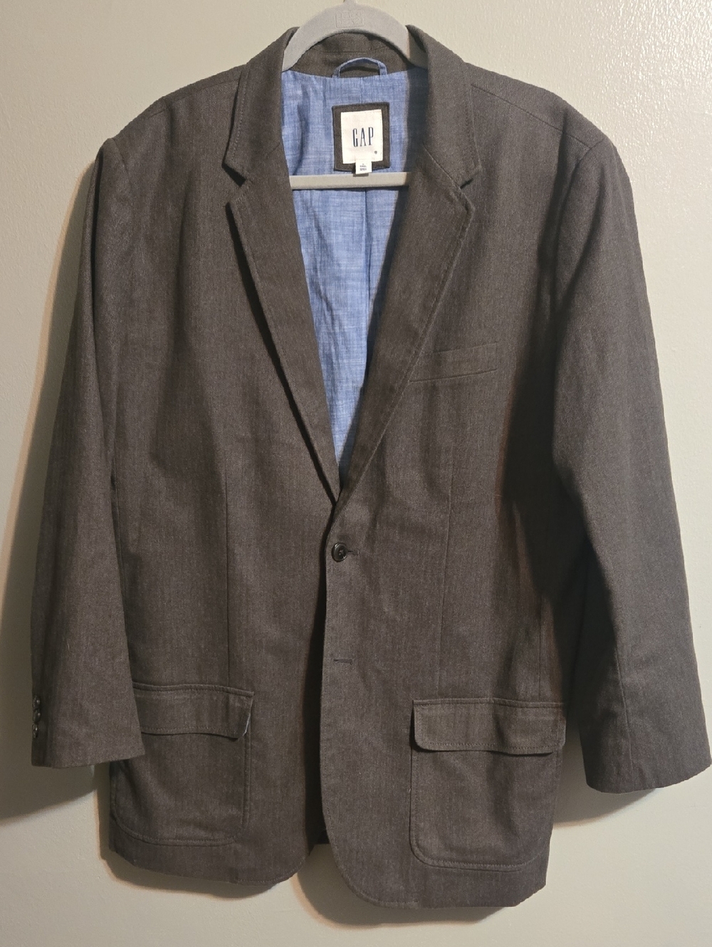 Gap Jacket Sport Coat Blazer Men's Herringbone Olive Green L-Tall
